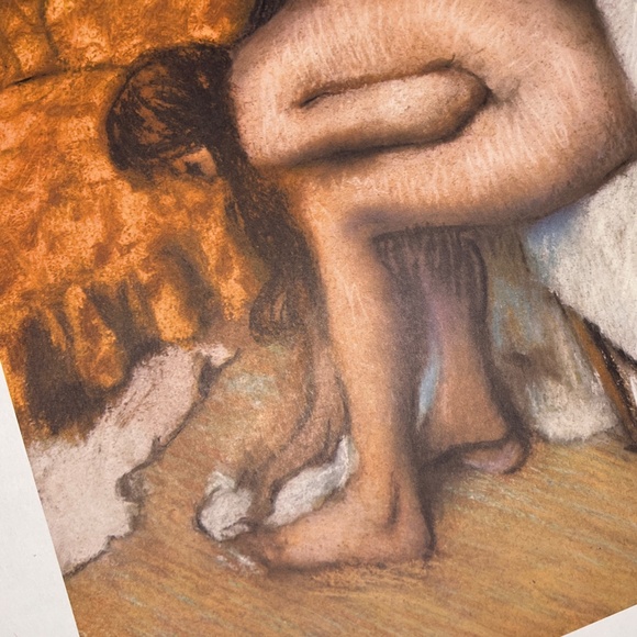 Vintage Large Degas Art Print After the Bath Nude Lady Lithograph USA MCM Decor - Picture 6 of 12